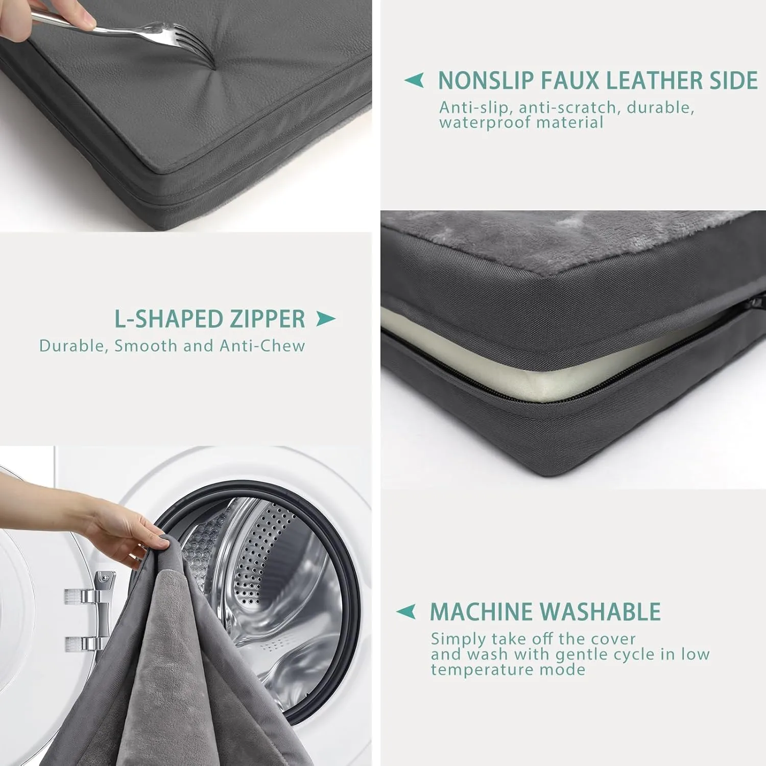 Waterproof Dog Bed Medium Size Dog, Orthopedic Washable Crate Pad 30 inch, Foam Pet Bed with Removable Cover Reversible, Outdoor Anti-Slip Kennel Pad 29"x18", Gray